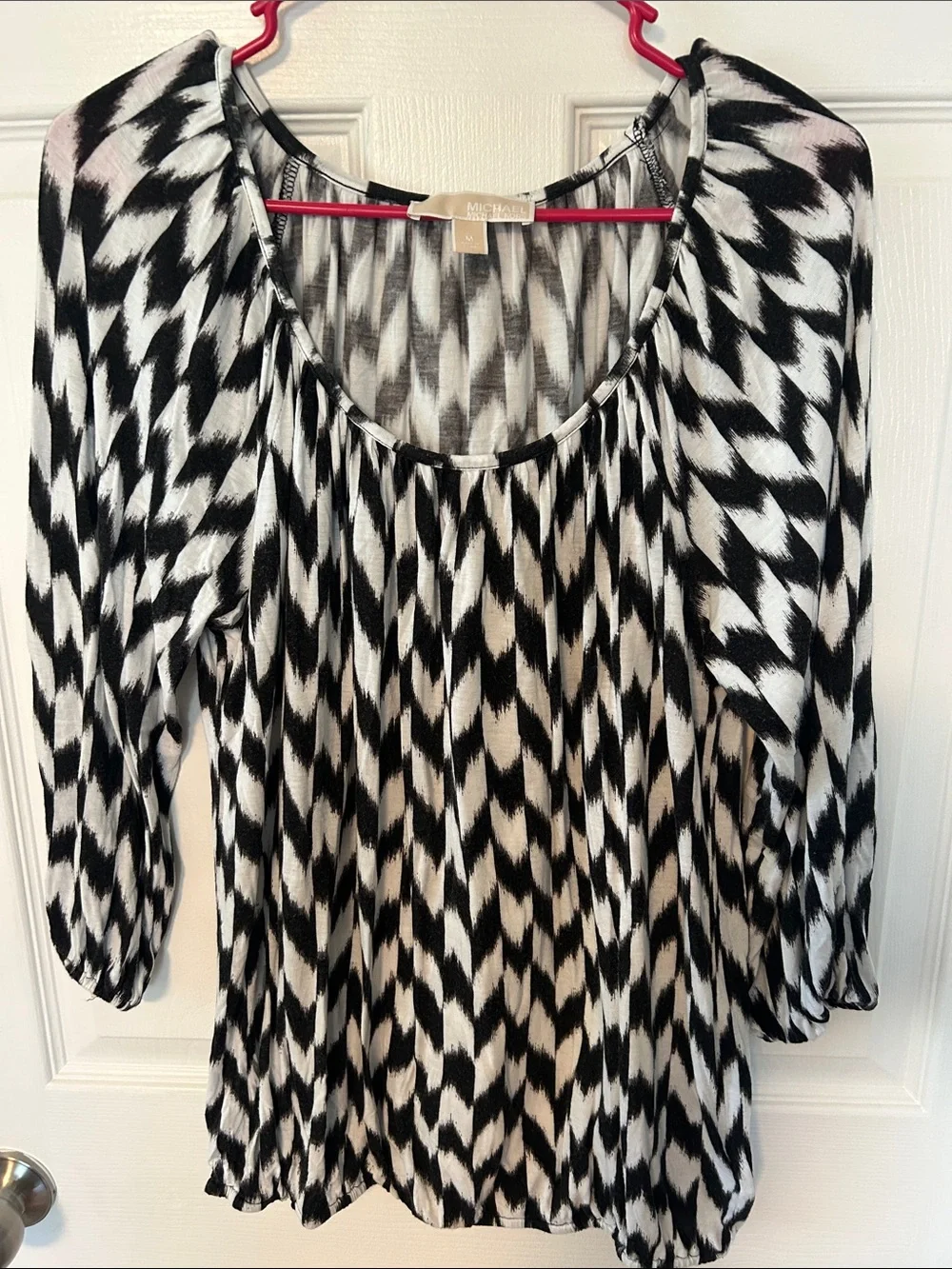 Michael Kors Black & White Geometric Scoop-Neck Tunic